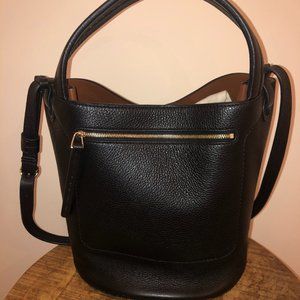 Theory Black Leather Bucket Bag
